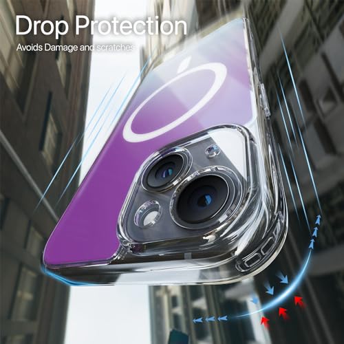 Image of Vaku Luxos TPU Eternity Magpro Back Cover Case For iPhone 15 Scratch Resistant Slim Fit Protective Design Military-Grade Protection Compatible With Mag-Safe Wireless Charging-Blue & Purple