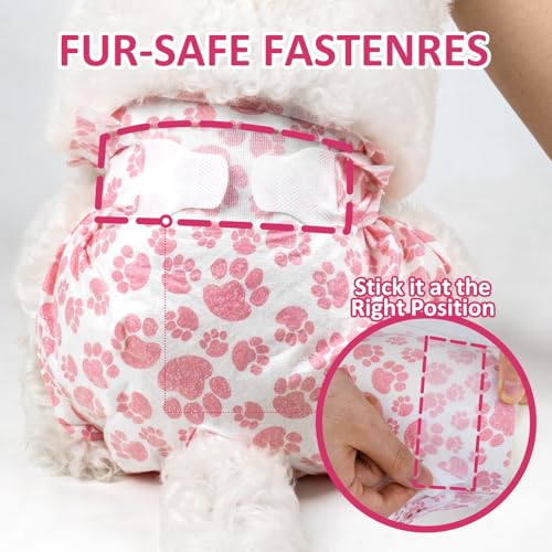 Image of Dono Dog Diapers Female, Disposable Doggie Diapers, Super Absorbent Puppy Diapers with Adjustable Tail Hole, Wetness Indicator for Cats Doggy in Heat Period, X-Small, 24 Count