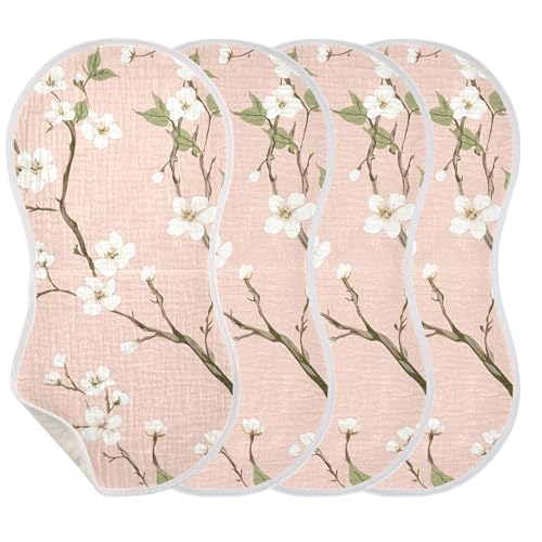 2 Pack Small Flowers Muslin Burp Cloths Cotton Absorbent Baby Burping Rags for Boys Girls Soft Newborn Burp Bibs, 22 x 11 Inch3