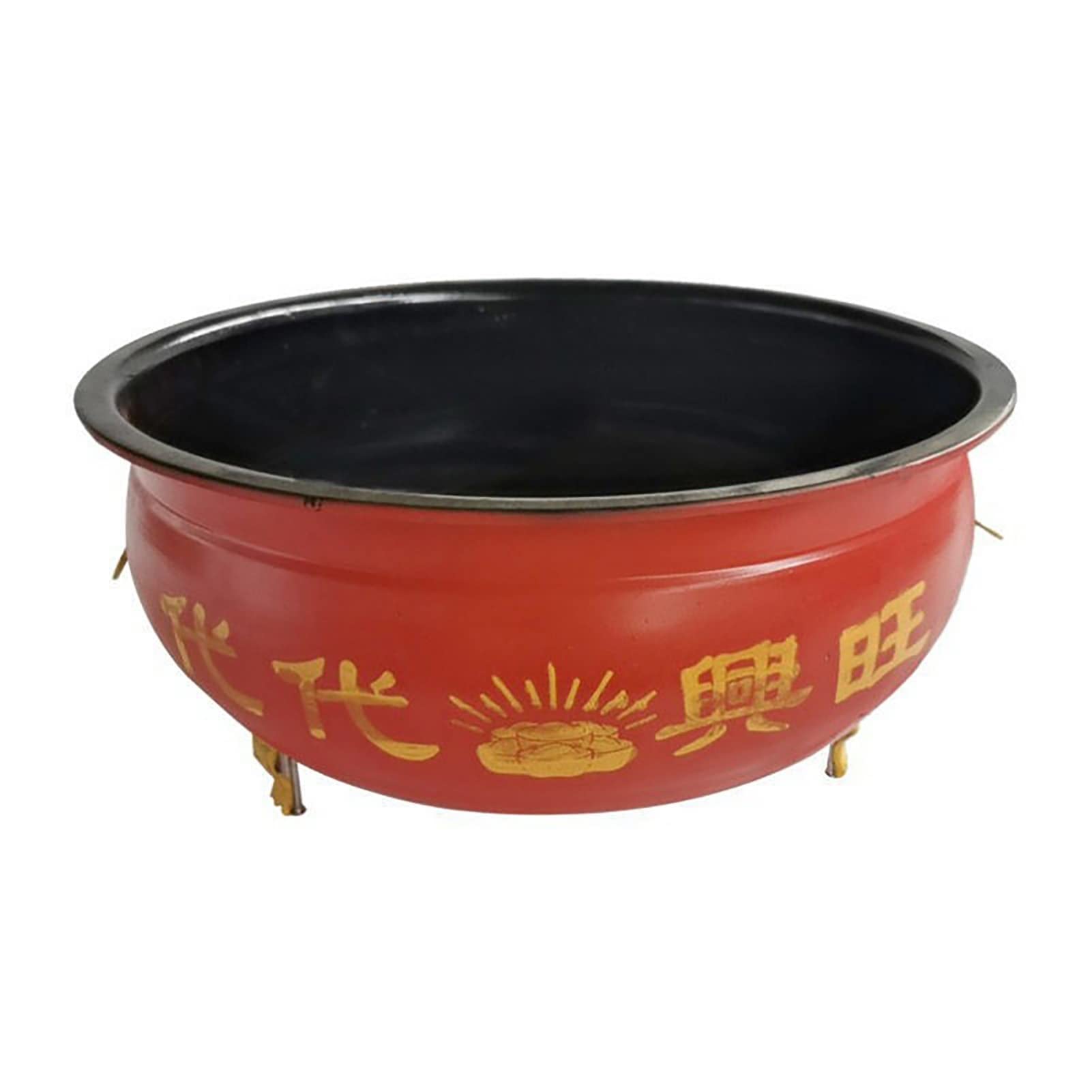 Incinerador de Papel de desecho de jardinería doméstica, incinerador doméstico Grueso Rojo con asa y pies, Estilo Chino