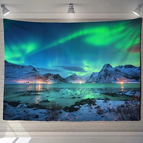 NUQE Univers Galaxie Belle Aurora Lune sous le ciel nocturne Fond imprimé Couverture de tapisserie tissu suspendu A10 130x150cm