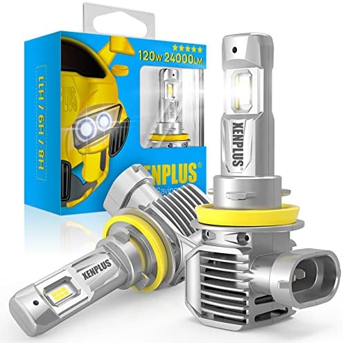 XENPLUS H11 LED Headlight Bulbs,2023 New Upgraded 120W 24000LM Per Set,700% Brighter,6500K Cool White IP68 Waterproof H11/H9/H8 LED Headlights Conversion Kit Plug and Play,Pack of 2 (H11/H9/H8)