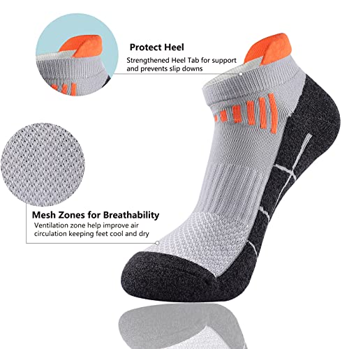 J.WMEET Mens Low Cut Ankle Athletic Socks Cotton Mesh Cushioned Running Ventilation Sports Tab Socks 6Pack3