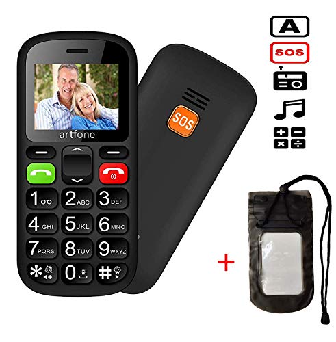 Emwel Dual SIM Unlocked GSM Big Button Mobile Phone for Elderly, artfone MT6261M Flash 32+24MB GSM Senior Mobile Phone With Extra Loud Speaker, Talking Keypad, Bluetooth, SOS, Speed Dial & Torch