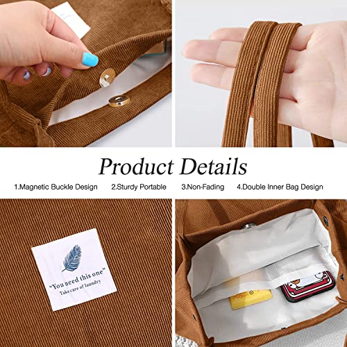 Image of Street27 Korean Canvas Corduroy Tote Bag Casual Work Shoulder Handbags | Multi-Purpose Bag |Sturdy Canvas Bag with Large Capacity | Shopping Bag for Office, College & Daily Use