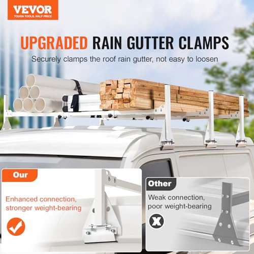 VEVOR Heavy-Duty Steel Roof Ladder Rack, 800 lbs Capacity, 59" Adjust, Fit Chevrolet, Ford, GMC Van