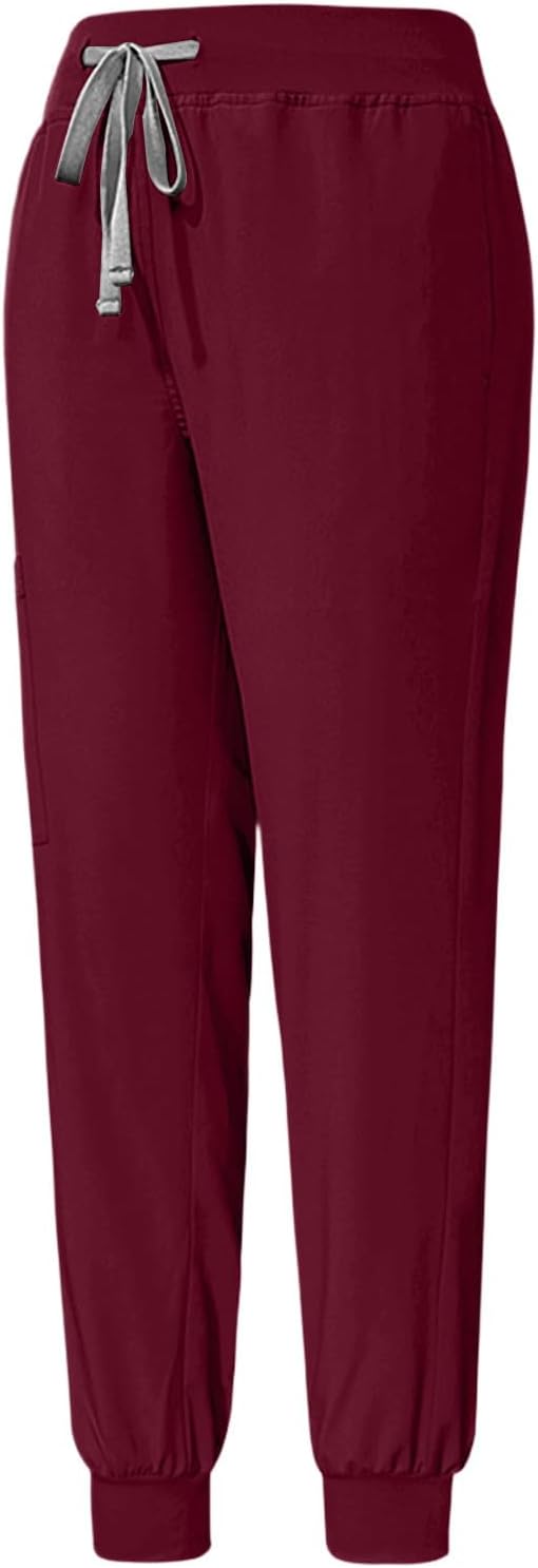 Cambkatl Scrubs for Men Sets - Stretch V-Neck Top & Joggers Pants Short Sleeve Workwear Matching Nursing Uniform with Pockets