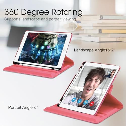 Image of Fintie Rotating Case for iPad 9th Generation (2021) / 8th Generation (2020) / 7th Gen (2019) 10.2 Inch - 360 Degree Rotating Stand Cover with Pencil Holder, Auto Wake Sleep, Glittering Pink