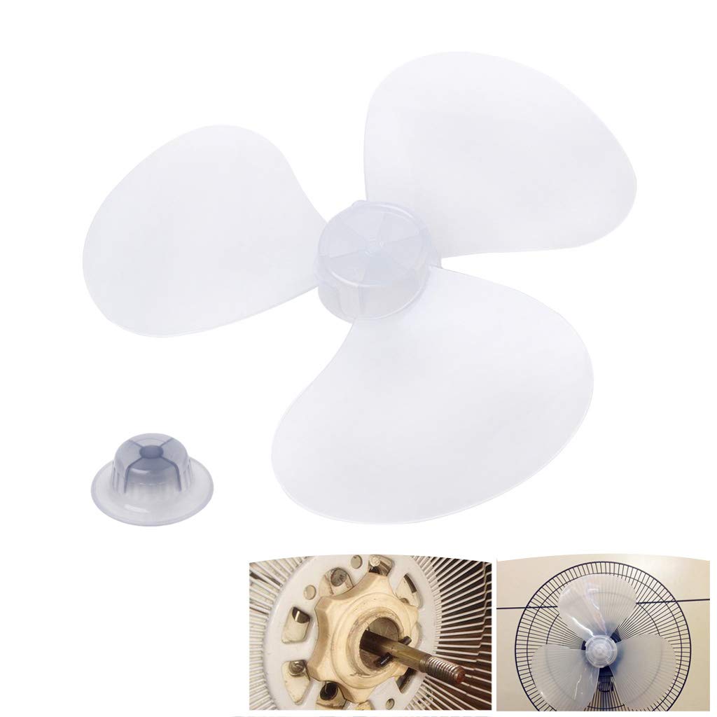 BUZHI 14.17in Plastic Fan Blade Replacement, 3 Leaves Big Wind Plastic Fan Blade for 16 Inch Household Standing Pedestal Fan Table Fan,Transparent