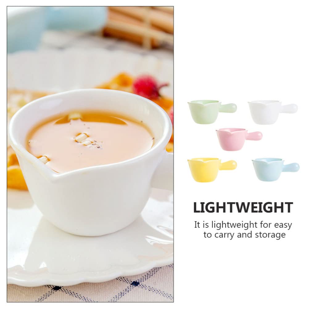 Kichvoe Set de 5 Petits Pots à Lait en Céramique Léger pour Tenir le Sucre avec Design Simple et Couleur Attractive Service de Sauces et Desserts