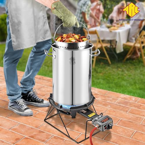 ARC Outdoor Propane Stove, 13" Single Burner, Cast Iron Portable Stove With Stand, Hose And Regulator, Perfect For Wok