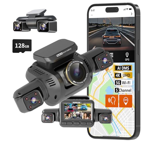 360° 5-Channel Dash Cam with AI DMS—4K Front/Rear