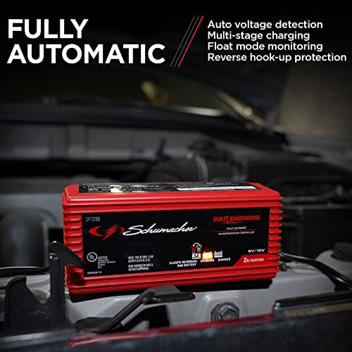 Schumacher SP1296 Fully Automatic Battery Charger and Maintainer – 2 Amp, 6V/12V - For Car, Boat, and Power Sport Batteries - Image 5