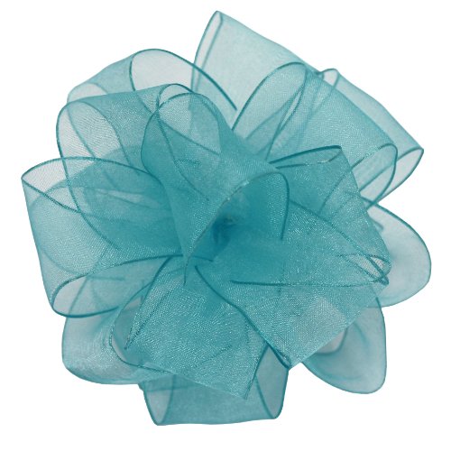 Offray Wired Edge Encore Sheer Craft Ribbon, 1-1/2-Inch Wide by 25-Yard Spool, Turquoise