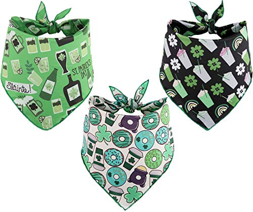BoomBone St Patricks Day Dog Bandana 3 Pack - Triangle Bibs Pet Scarf for Small to Large Dogs and Cat