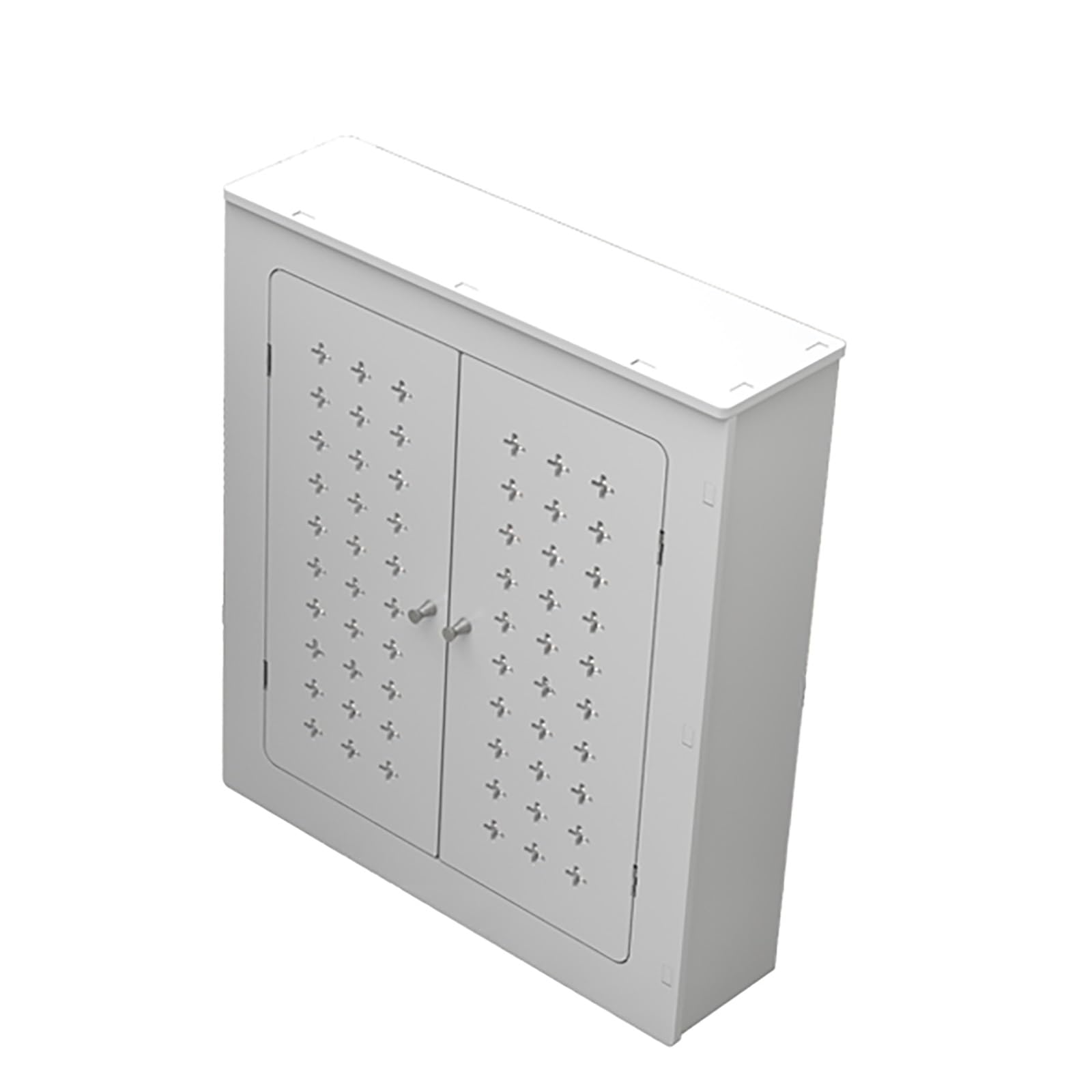 Mueble para radiador blanco de madera con 2 puertas y rejilla vertical para salon de 50x70x20 cm