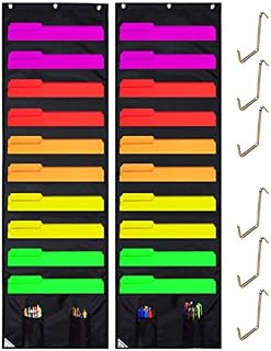 COMPONO Wall Storage Pocket Charts (10 Pocket - 2 Pack, Black) File Organizers