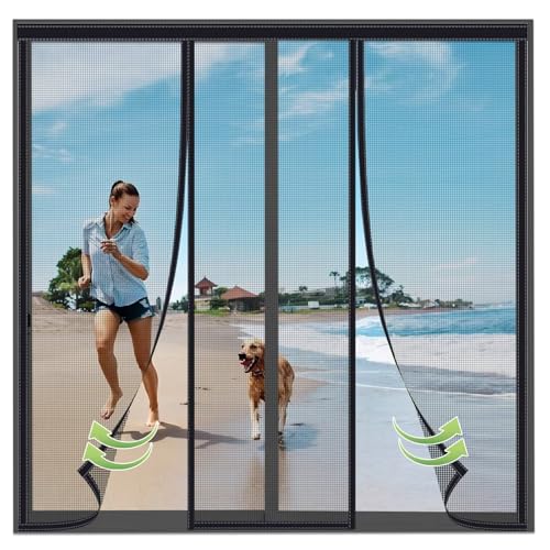 Puerta con mosquitera magnética 300x200cm Negro Cortina de puerta antiinsectos sin perforación Puerta con mosquitera antiinsectos para ventanas Balcón Sala de estar
