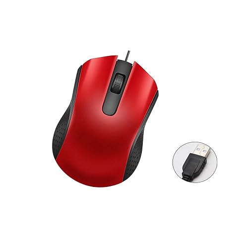 Wired USB Computer Mouse with Ergonomic Design USB Computer Mice for Laptops and PCs Office and Home Black