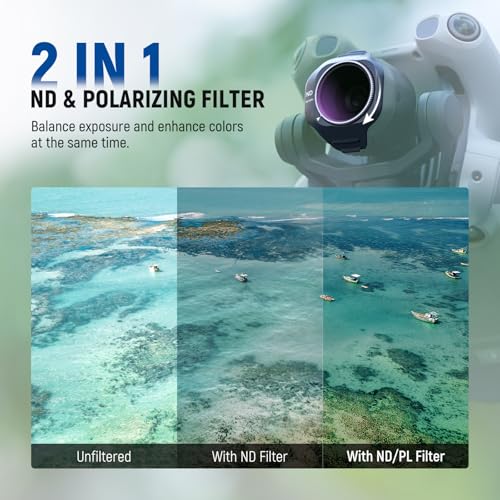 Image of NEEWER ND /PL Filter Set Compatible with DJI Mini 5 Pro Drone Camera (ND8 /PL+ND16 /PL+ND32 /PL+ND64 /PL), Snap On Neutral Density Polarized ND Lens Filter Multicoated Photography Accessories, 4 Pack