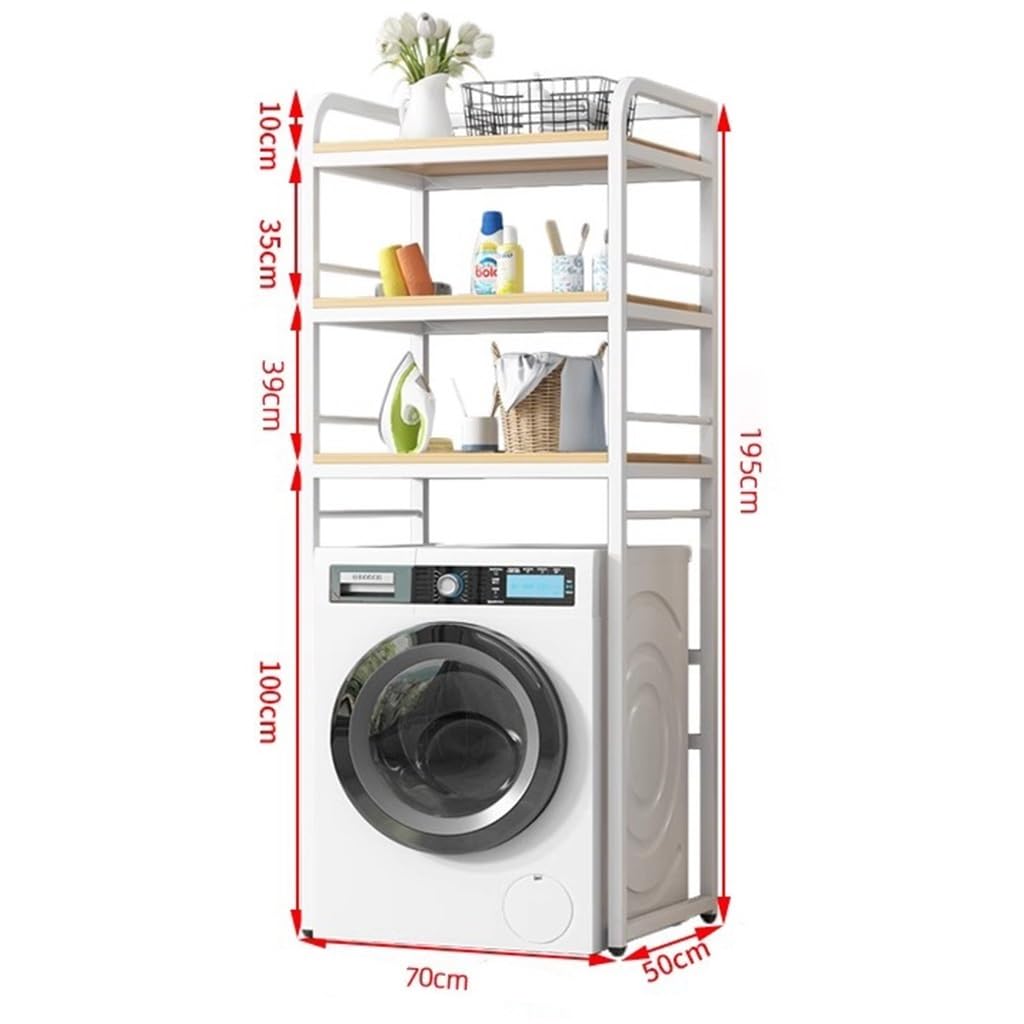 Scaffale in metallo a 3 ripiani per bagno e lavanderia, sopra lavatrice/WC, elegante design bianco e nero