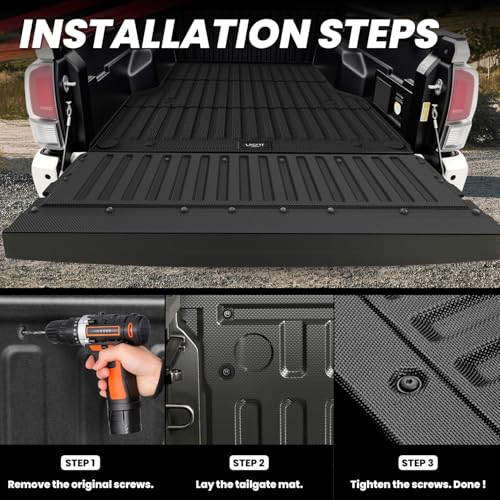 Image of LASFIT Tailgate Mat for Toyota Tacoma 2016-2023 (Not Fit Drop-in Liners), All Weather Truck Tailgate Liner for Tacoma TPE Tailgate Protector Liner Tacoma 2016-2020 2021 2022 2023 Accessories, Black