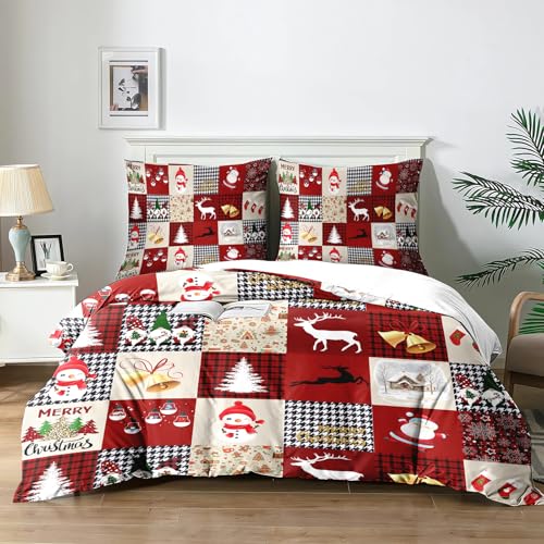 Yzehomijia Weihnachten Bettwäsche Set 220x240 cm, Weihnachtsbaum und...