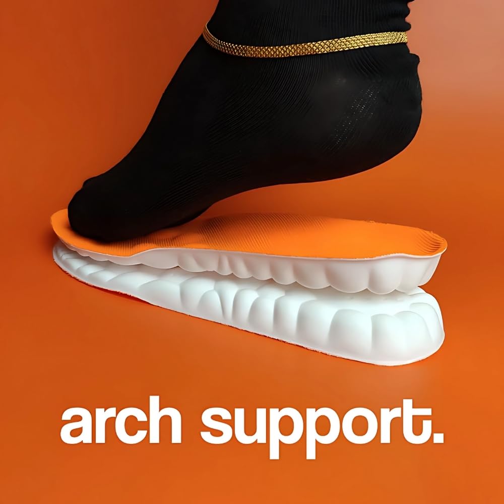 Original Stepprs Comfort Boosting Massage Insoles, 4D Memory Foam Thermal Insoles with Arch Support for Men and Women (Orange, EU 43-44) — view 3