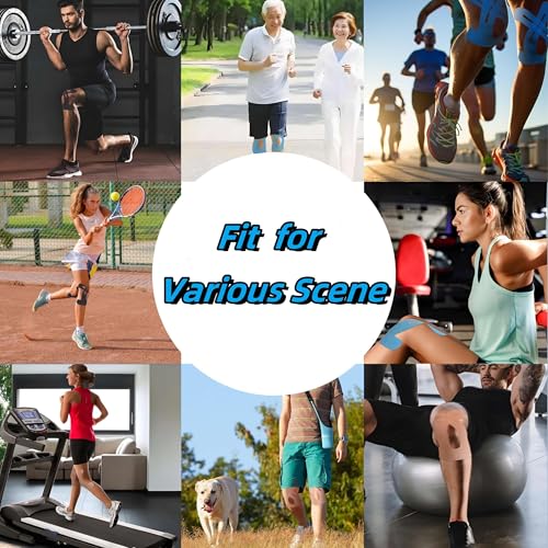 Image of Precut Kinesiology Tape for Knees, 10 Pcs - Knee Support & Stability, Knee Pain Relief Athletic Tape - Waterproof & Elastic, Hypoallergenic Latex-Free Tape, Blue