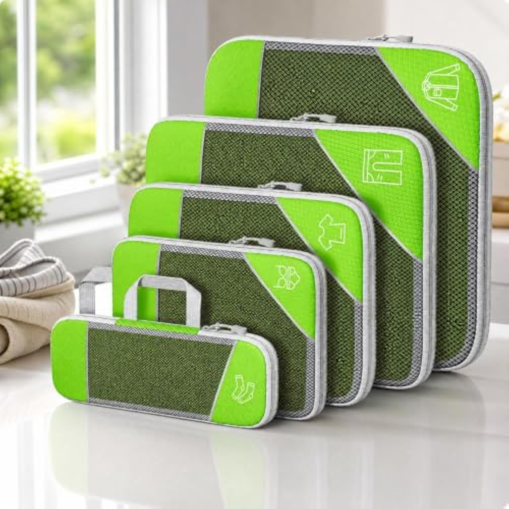 5 Pieces Mesh Travel Storage Bag Multi Functional Organizer