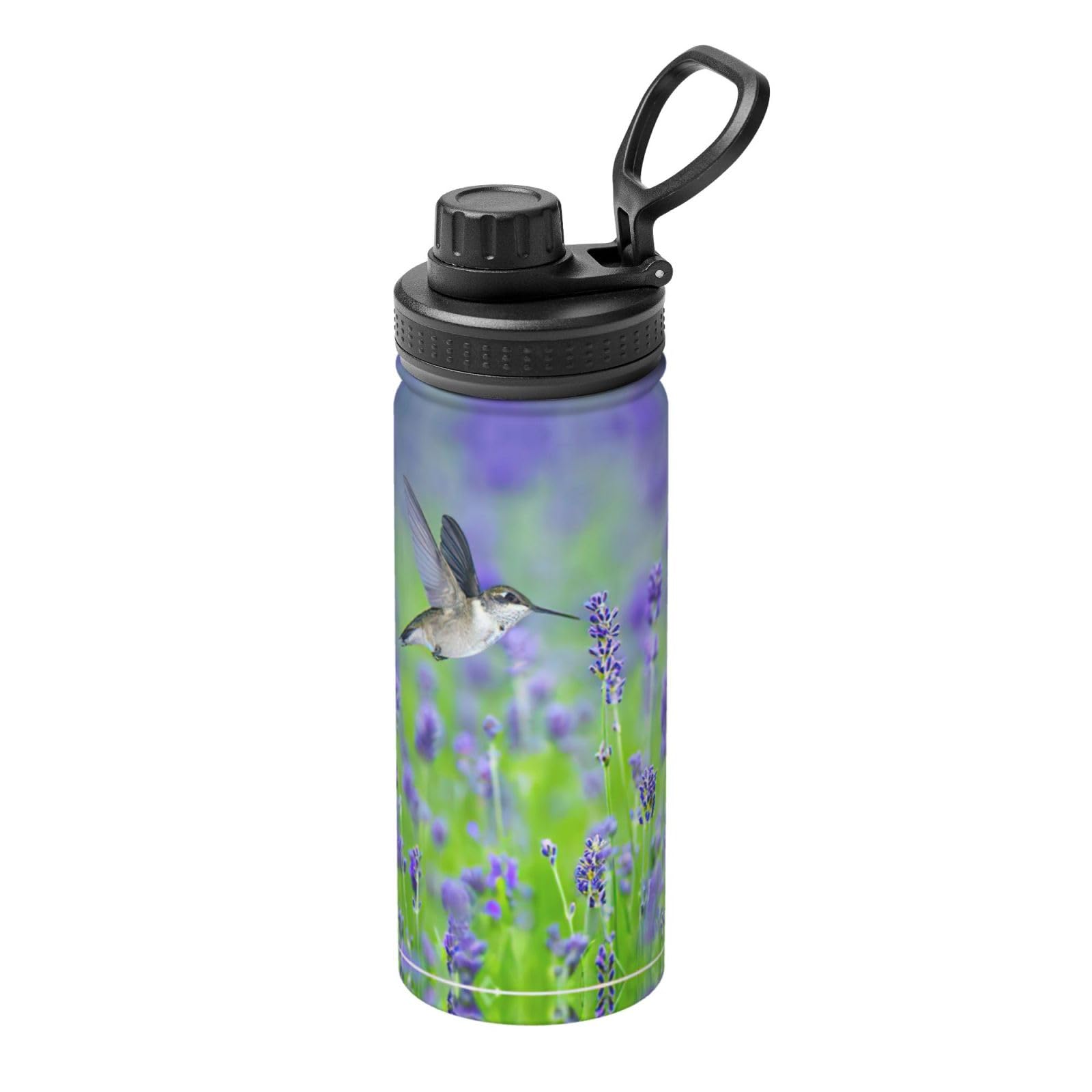 Kfjghhl Insulated Stainless Bird In Purple Lavender Floral Flowers Steel Water Bottle For Sport Gym Travel Leak Camping Hiking Hydration