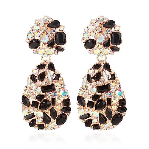 ATIMIGO Rhinestone Teardrop Dangle Earrings Trendy Crystal Drop Statement Earrings hypoallergenic Chandelier Fashion Earrings for Women
