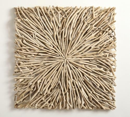 OMA Hand Crafted Driftwood Square Wall Sculpture, Modern Home Decor,
