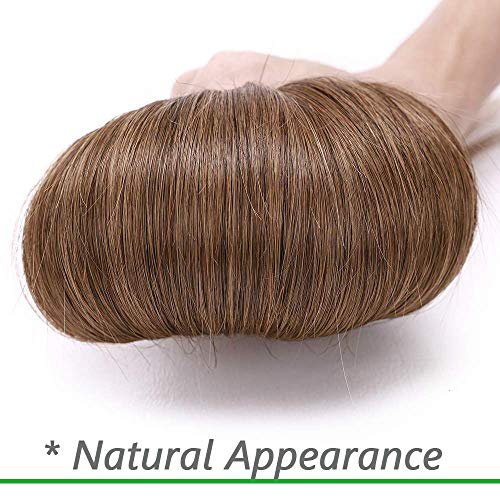Silk-co Clip in Hair Extensions Human Hair 14inch One Piece Clip on Remy Real Natural 100% Remy Silky Soft Straight #06 Light Brown 45g - Image 3