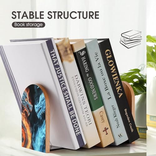 Sujetalibros de dragón de madera con base metálica resistente de alta densidad 8