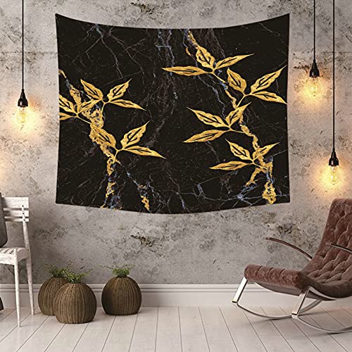 Tapiz de pared de poliéster de alta calidad en negro y dorado con hojas 6