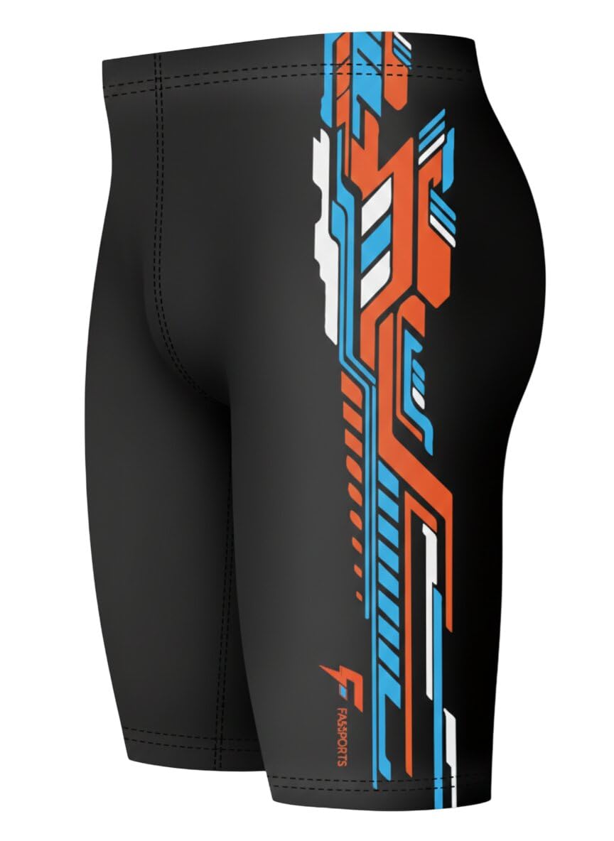 FABSPORTS Boys’ Performance Jammer Swimsuits/Tights/Shorts (Ages 4-6 Years) | Durable Chlorine Resistant Swim Trunks for Kids & Teens | Ideal for School Competitions, Swim Coaching & Summer Camps-image-32