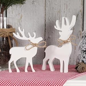 Christmas decorations 2pcs wooden reindeer sign christmas decorations for home shelf mantel table windowsill party decor  urban country home decor