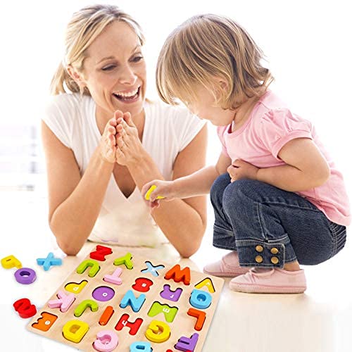Alphabet Puzzle, Wood City Abc Letter Puzzles For Toddlers 1 2 3 Years Old, Educational Learning Toys For Toddlers, Alphabet Toys With Puzzle Board & Letter Blocks, Best Gifts For Girls And Boys #TOP5