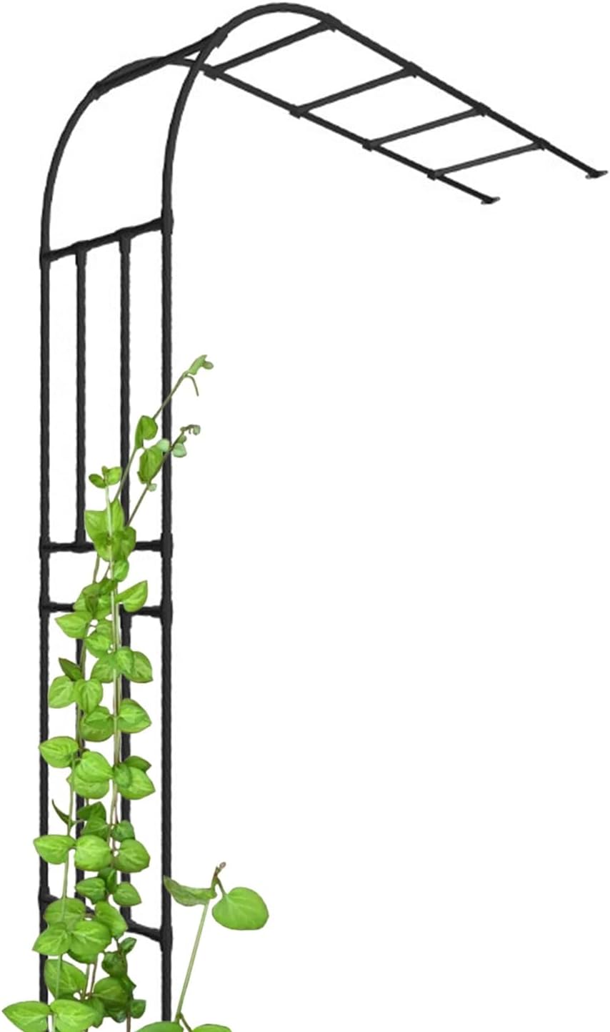 Outdoor Metal Garden Arch Trellis - Black Half Arch for Climbing Plants, Roses & Vines - Easy Assembly Garden Decor, 7.9FT x 1.3FT x 7.9FT Support Frame