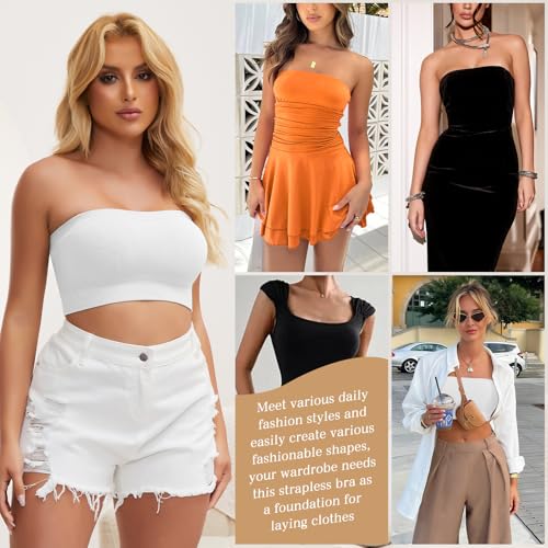 Image of JOYSHAPER Strapless Bras for Women Seamless Padded Bandeau Bra Wireless Tube Top Bralette Comfort Tube Bra