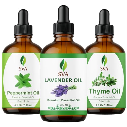 Aceites Esenciales SVA Combo Tomillo, Lavanda y Menta 4 oz