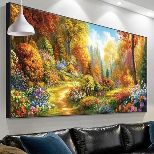 Crystal art point de croix broderie diamant adulte grand format paysage rétro 150x50cm
