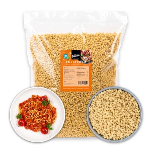 Planeo Soja Granulat 2kg - Soja aus Österreich - Veganer Fleischersatz Gentechnikfrei Sojafleisch Alternative zu herkömmlichen Fleisch oder Hack - perfekt für Bolognese oder Chili sin Carne