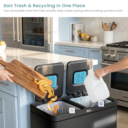 Image of Home Zone Living 16 Gallon Kitchen Trash Can with Dual Compartments