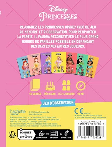 Jeu de cartes Hachette Jeunesse Disney Princesses 42 cartes et plus Neuf - vue 3
