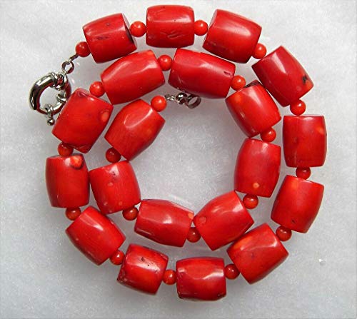 Vintage Chunky Red Coral Barrel Beads Necklace Jordan Ubuy