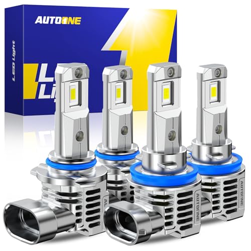 AUTOONE 80000LM 9005/HB3 and H11/H9/H8 Fog Light Bulbs, 800% Brightness HB3 H11 Bulbs Combo with Cooling Fan, 6500K White, Pack of 4