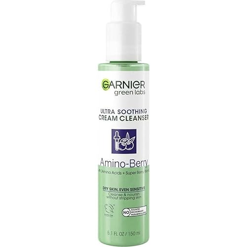 Garnier Green Labs Amino-Berry Soft Gentle Facial Cream Cleanser hidrata y suaviza la piel, 5.07 onzas líquidas