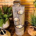 SERBILHOME Water Fountain Outdoor Garden 39.76" Big Outdoor Water Fountains Contemporary Design 4-Tier Pots Modern with Led Lights Waterfall Fountain Office,Yard, Floor Patio, Backyard Home Decor